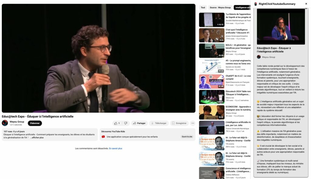 Right click youtube summary