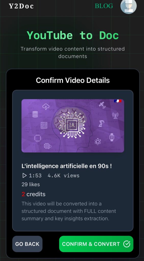 YouTube to doc / image 1
