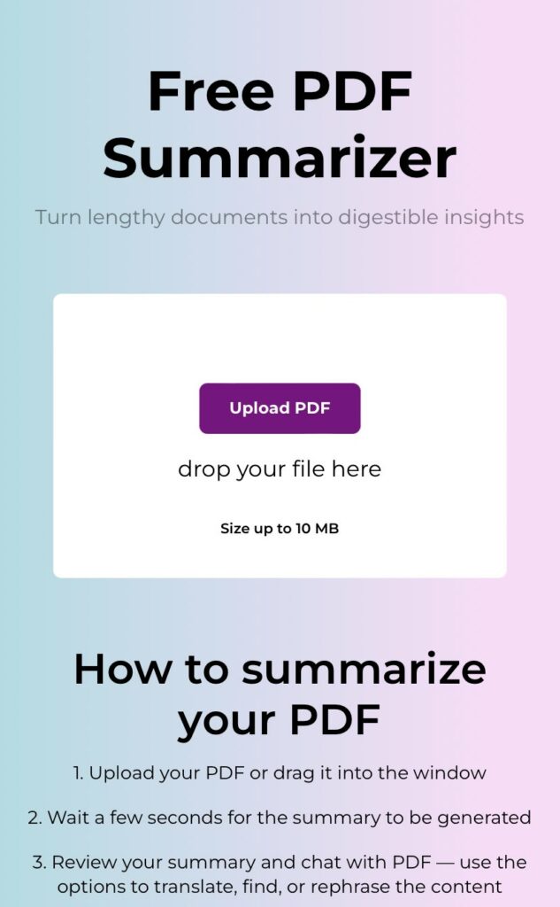 Free PDF summarizer / image 1